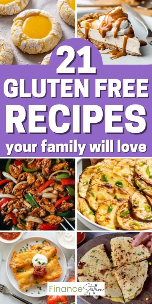 A table set with a variety of gluten free recipes including gluten-free dinners, gluten-free desserts, and gluten-free breakfasts.