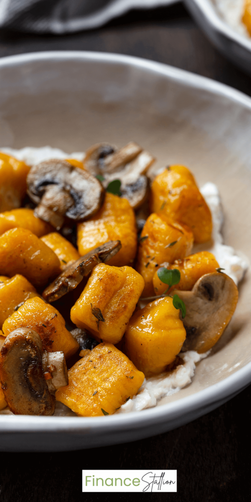 creamy homemade pumpkin gnocchi with mushrooms and ricotta fall pasta recipes fall dinner recipe fall recipes pumpkin pasta recipe pumpkin recipes Thanksgiving dinner recipes Thanksgiving pasta recipes Thanksgiving recipes