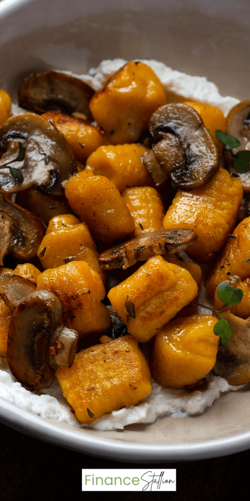 creamy homemade pumpkin gnocchi with mushrooms and ricotta fall pasta recipes fall dinner recipe fall recipes pumpkin pasta recipe pumpkin recipes Thanksgiving dinner recipes Thanksgiving pasta recipes Thanksgiving recipes