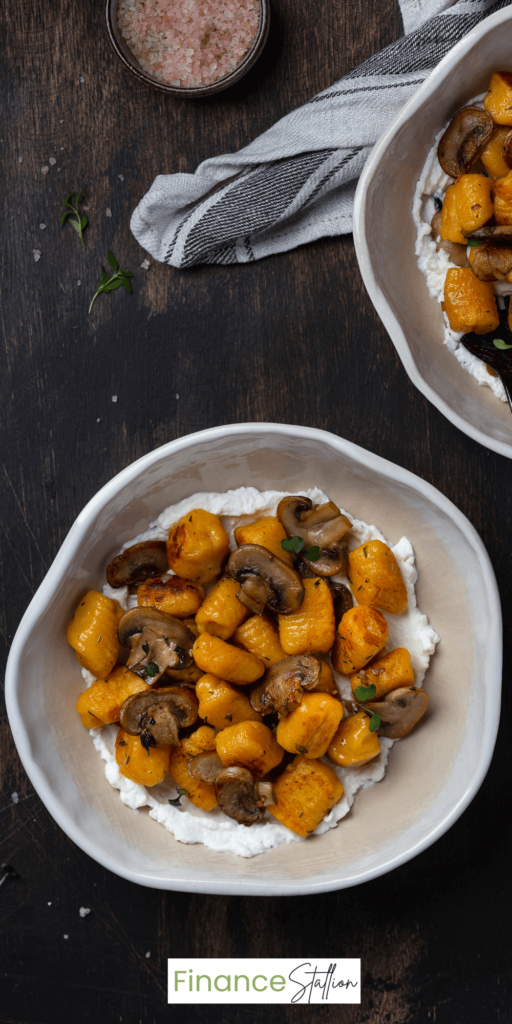 creamy homemade pumpkin gnocchi with mushrooms and ricotta fall pasta recipes fall dinner recipe fall recipes pumpkin pasta recipe pumpkin recipes Thanksgiving dinner recipes Thanksgiving pasta recipes Thanksgiving recipes