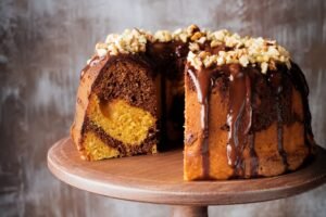 easy chocolate pumpkin bundt cake recipe from scratch is the perfect fall dessert or Thanksgiving dessert