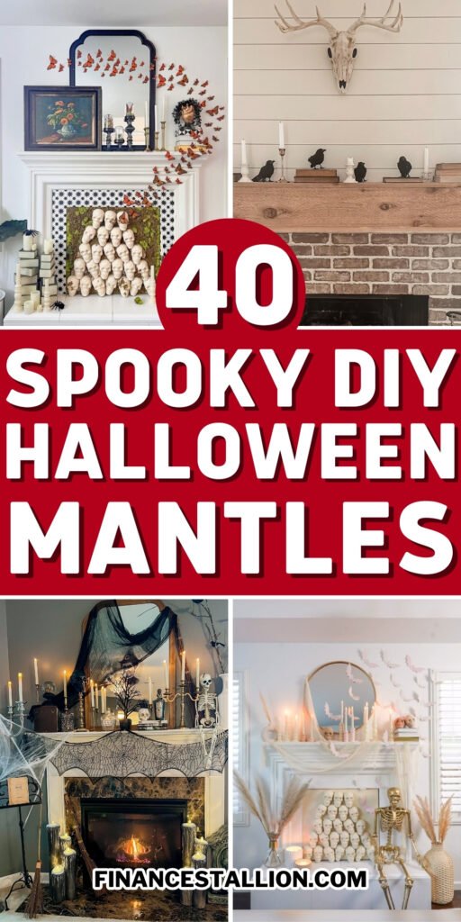 spooky diy fall halloween mantle decor ideas