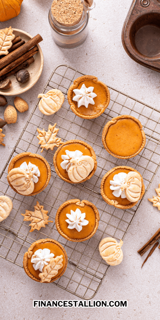 easy mini pumpkin pies in a muffin tins recipe for fall desserts and Thanksgiving desserts