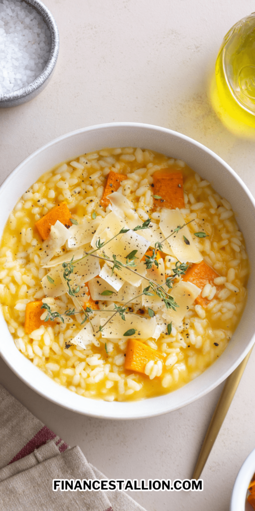 easy creamy pumpkin risotto recipe is is a comfort food perfect for fall and thanksgiving dinner