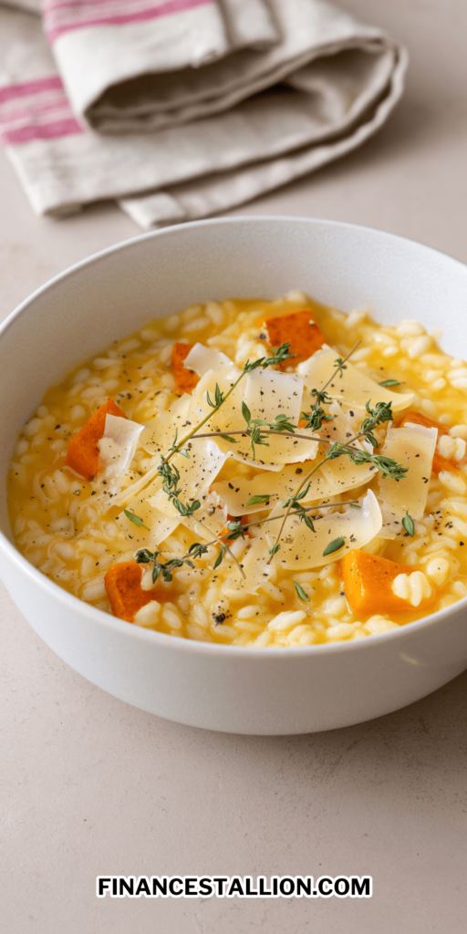 easy creamy pumpkin risotto recipe is is a comfort food perfect for fall and thanksgiving dinner