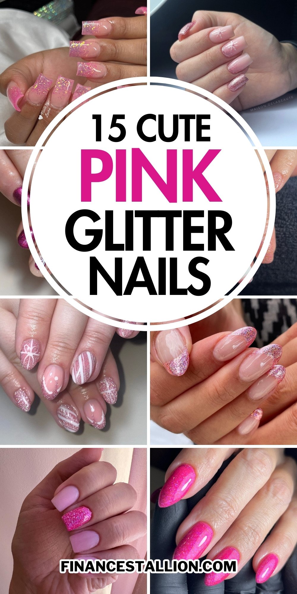 15 Cute Trending Pink Glitter Nails - Finance Stallion