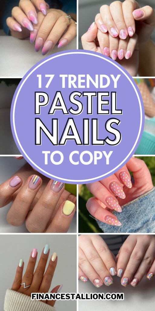 Explore pastel nail designs with shades of pastel pink, blue, and green perfect for spring, easter and summer looks.