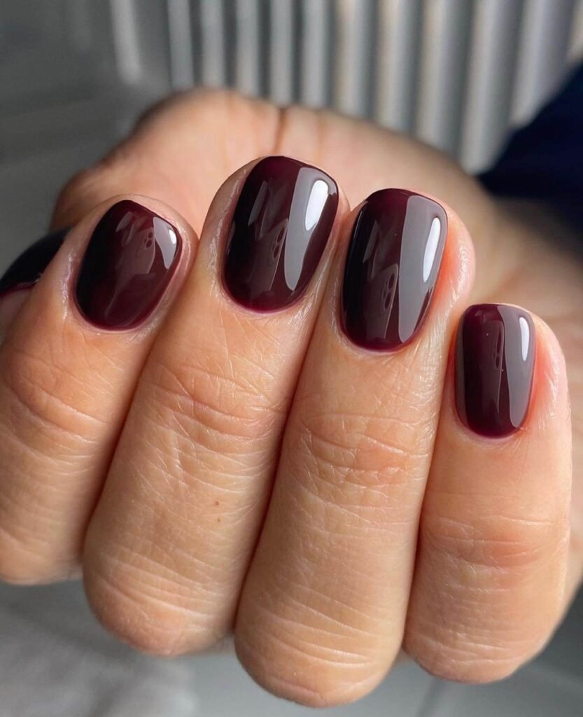 A stunning collection of berry nails featuring berry red nail polish, berry gel nails, and dark berry nail polish shades with a glossy finish.