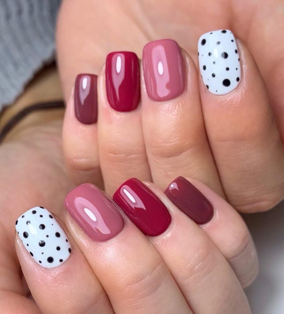 A stunning collection of berry nails featuring berry red nail polish, berry gel nails, and dark berry nail polish shades with a glossy finish.