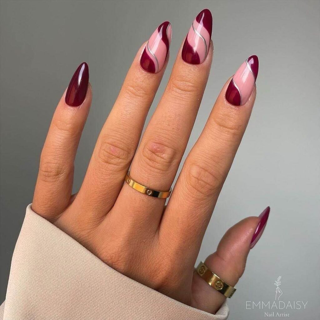 A stunning collection of berry nails featuring berry red nail polish, berry gel nails, and dark berry nail polish shades with a glossy finish.