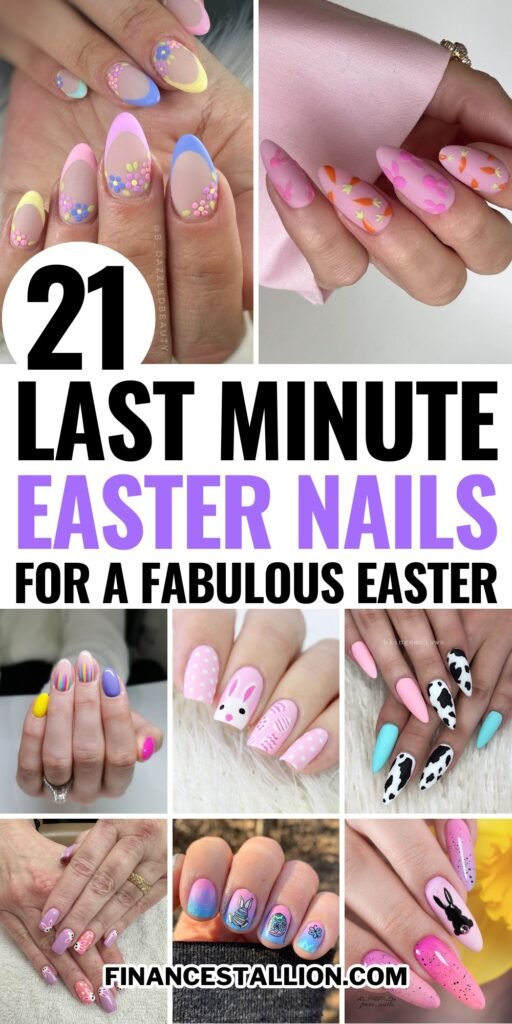 Cute easter nail designs featuring pastel colors, bunny art, and spring flowers perfect for the season. Check out these cute easter nails