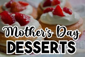 Assorted Mother's Day desserts beautifully arranged on a festive table, featuring cakes, cookies, and pastries.