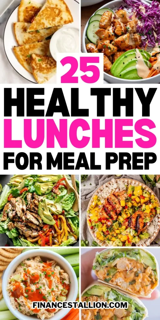 A variety of colorful and nutritious healthy lunch recipes including salads, wraps, and bowls, perfect for any meal.