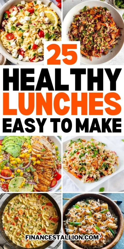 A variety of colorful and nutritious healthy lunch recipes including salads, wraps, and bowls, perfect for any meal.