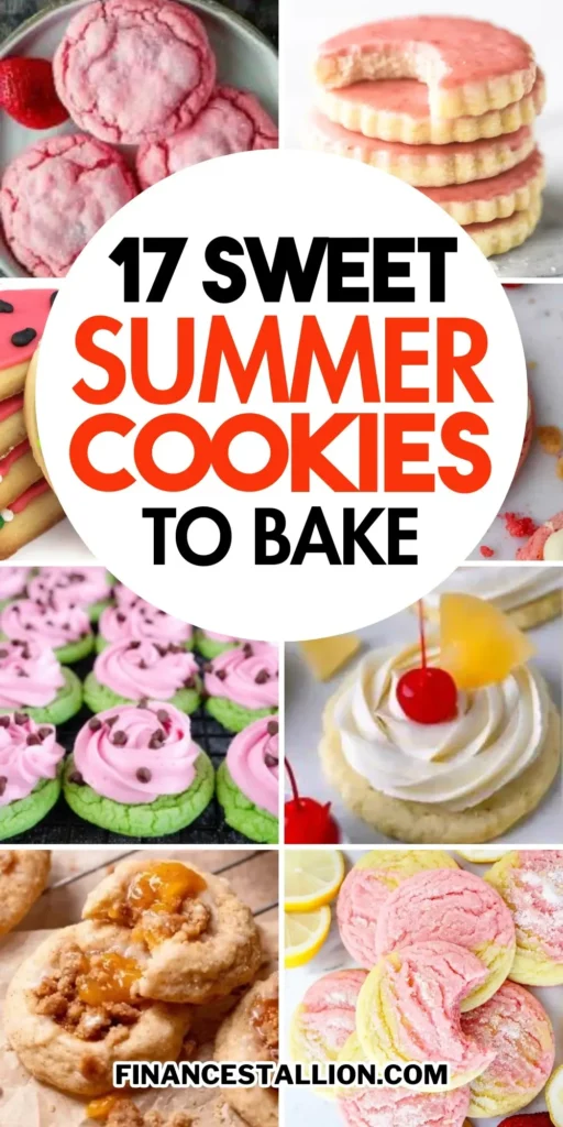 A plate of colorful summer cookies including lemon cookies, shortbread cookies, and fun decorated cookies for summer picnics and BBQs.