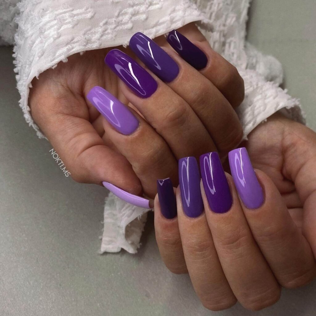 elegant dark purple nails with chrome accents and French tips, perfect for autumn manicure ideas