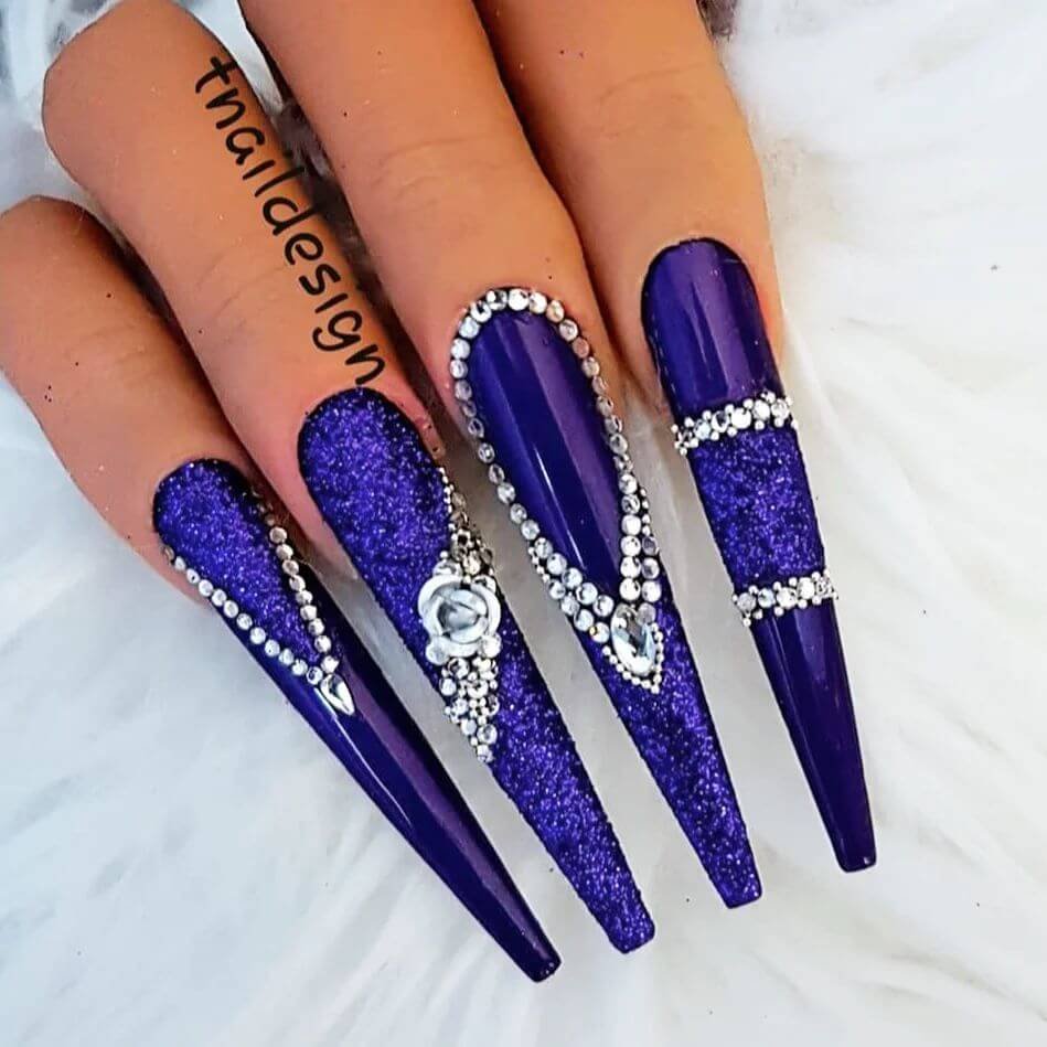 elegant dark purple nails with chrome accents and French tips, perfect for autumn manicure ideas